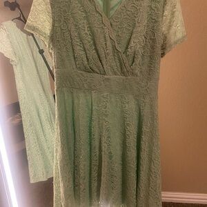 Elegant Lace Green Dress
